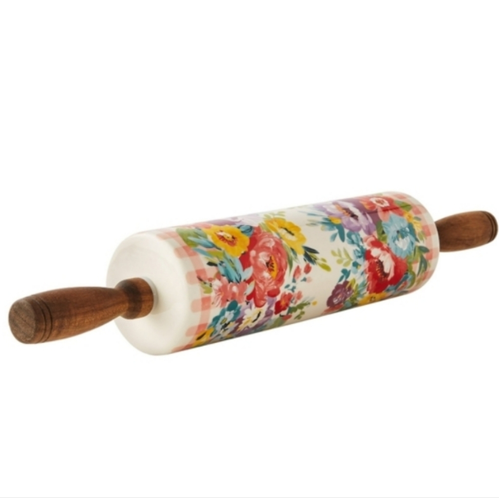 ❤️ New Pioneer Woman Sweet Romance Blossoms Ceramic Rolling Pin